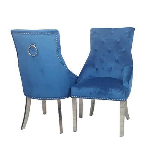 Duke Dining Chair x4 Blue Velvet