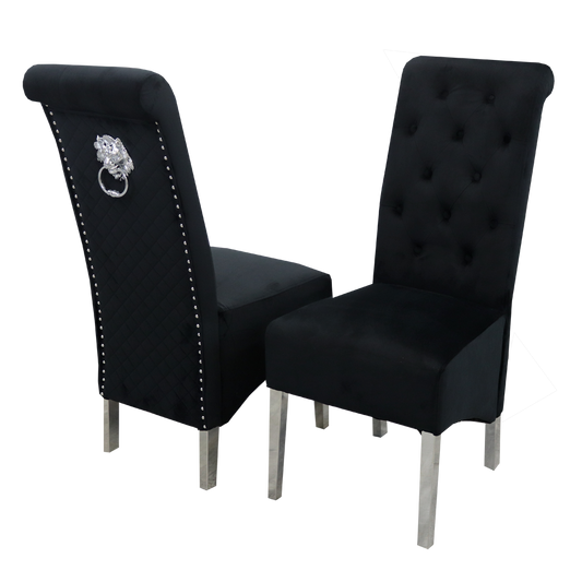 Black Velvet Dining Chairs x4
